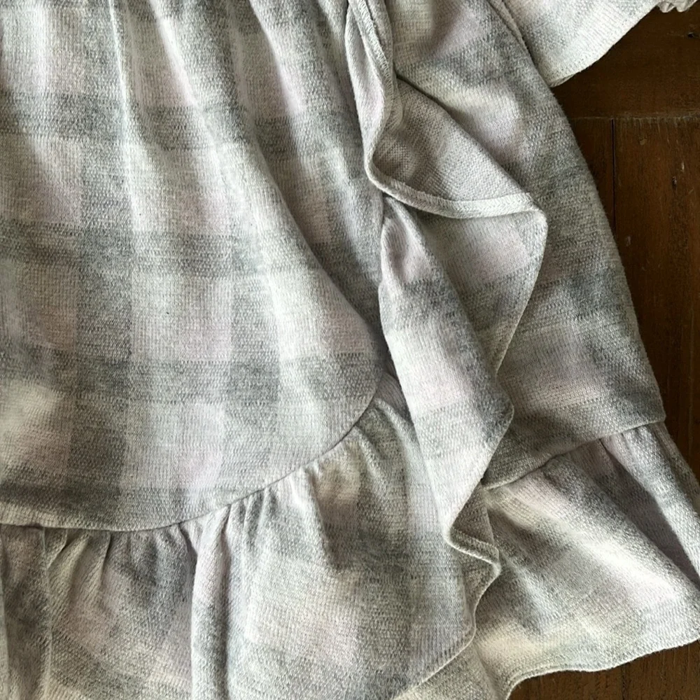 Janie and jack pink and grey plaid ruffle dress